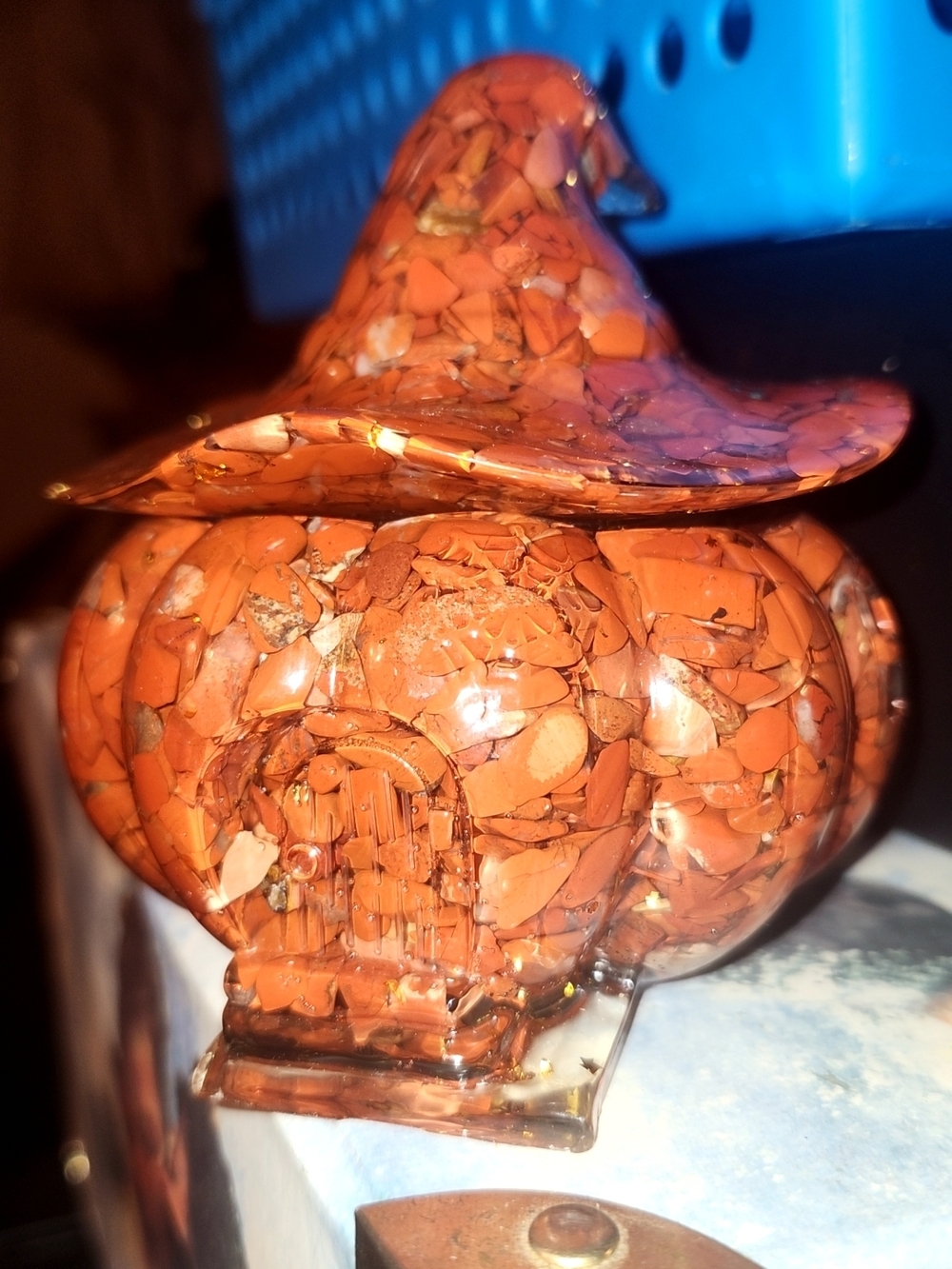 Red Jasper Chips In Resin Witchy Pumpkin House Bowl/dish